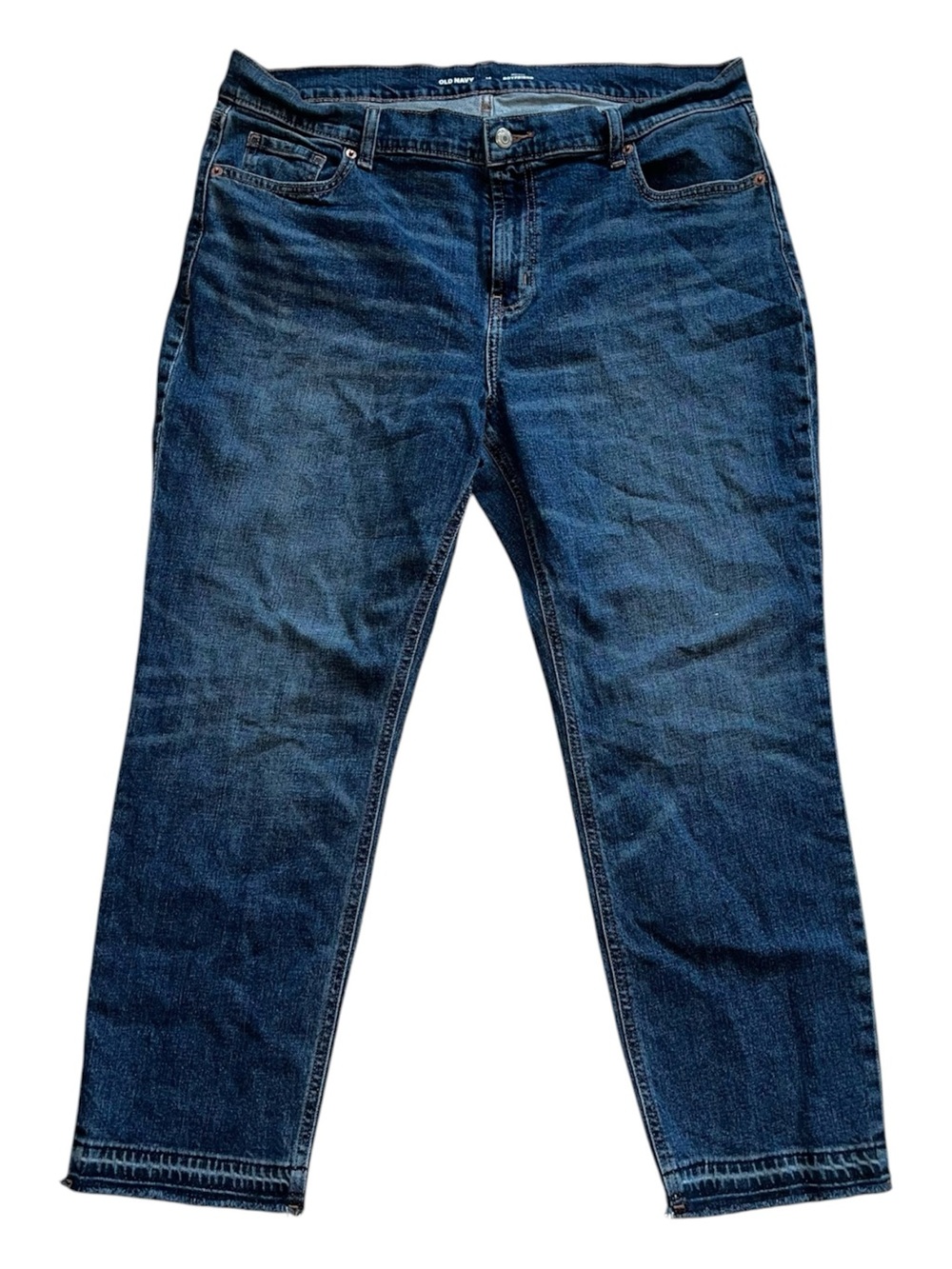 Old Navy Women’s Blue Denim Jeans Mid-Rise Boyfriend Fit Straight 5-Pocket 14